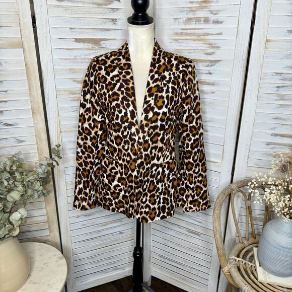 J. CREW Women's Size 8 Linen Parke Blazer Jacket Animal Print Cheetah Leopard - Picture 16 of 16